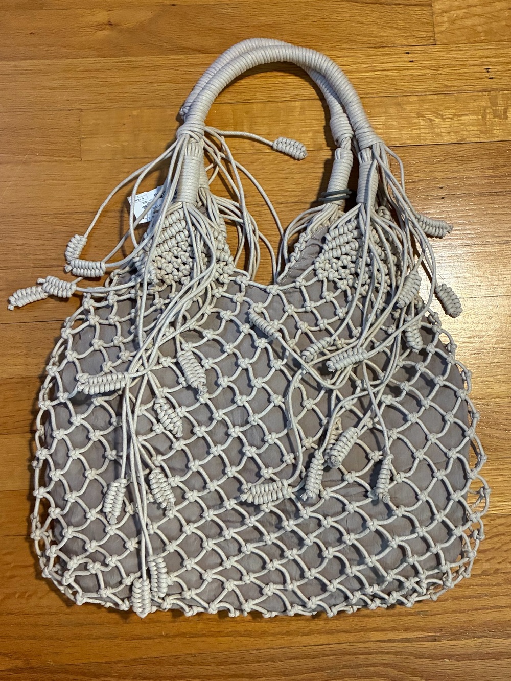 Monserat De Lucca Macrame Belen Tote Purse Handbag Cream Ivory Women’s NWT